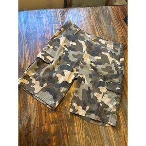 Stanley Camouflage Ripstop Cargo Shorts Green Camo Men Size 34 Workwear Utility